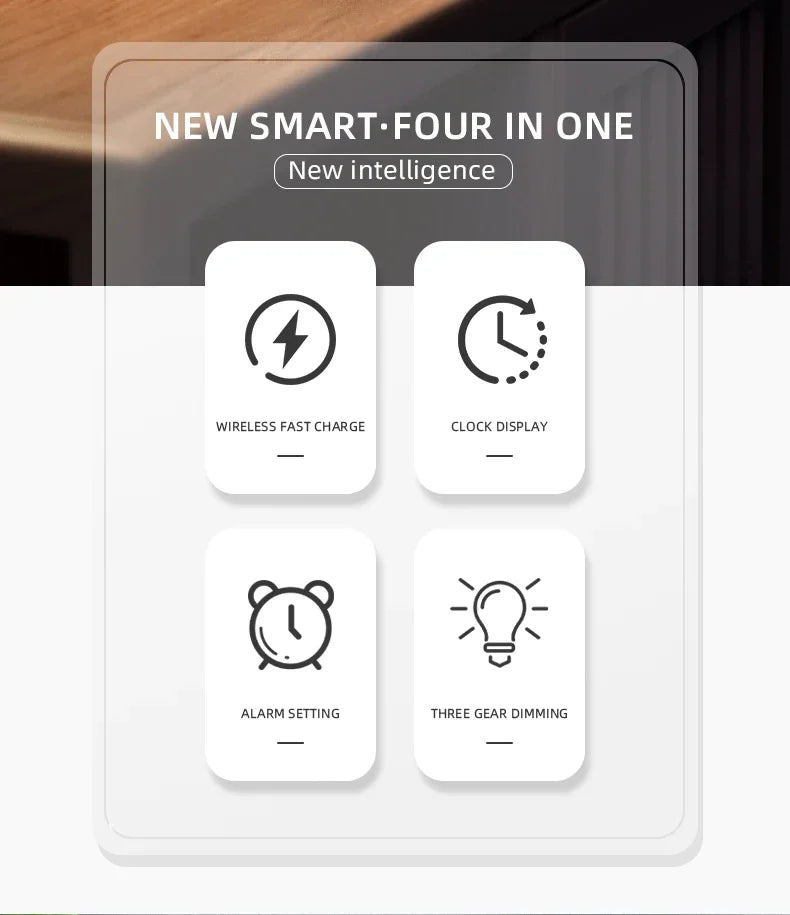 2025 Viral Alarm Clock Wireless Charger - 15W iPhone Night Light Thermometer Desk Lamp