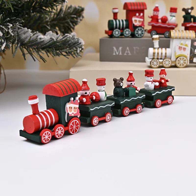 Wooden Christmas Small Train Xmas Ornaments Merry Christmas Decor For Home Happy New Year 2025 Creative Kids Naviidad Gifts Gift Dazzle Frenzy