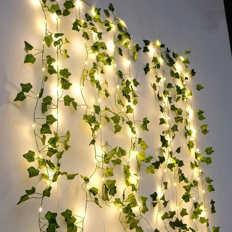 Flower Green Leaf String Lights Artificial Vine Fairy Lights Battery Powered Christmas Tree Garland Light for Weeding Home Decor Dazzle Frenzy