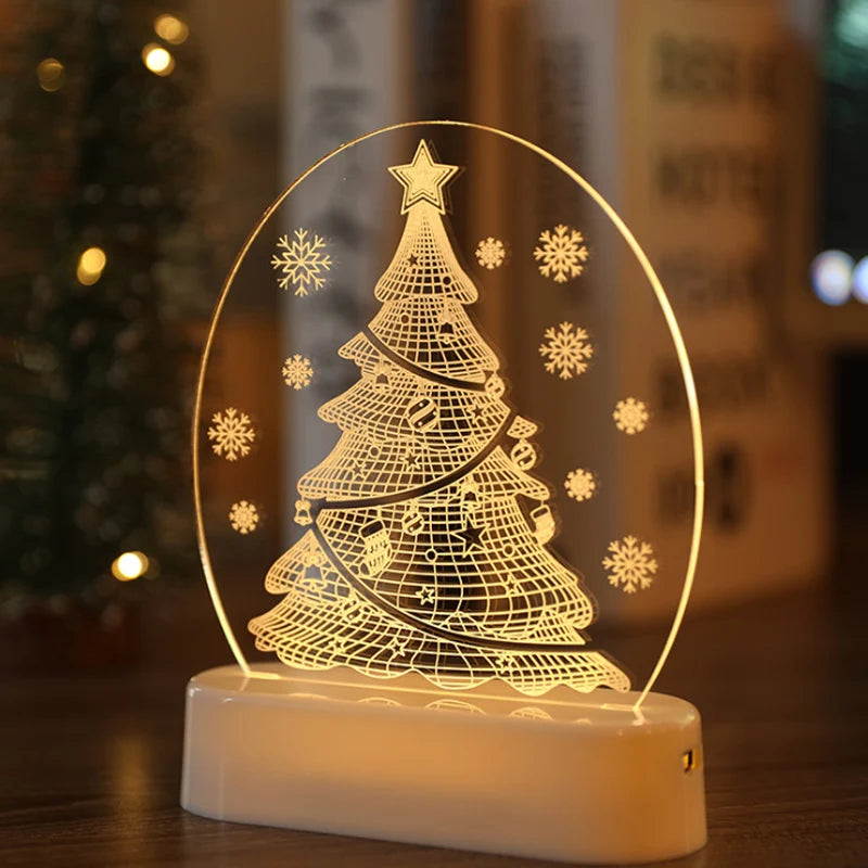 Christmas Personalized Acrylic LED Night Lights 2025 New Year Christmas Kids Gift Christmas Ornaments Atmosphere Lights Dazzle Frenzy