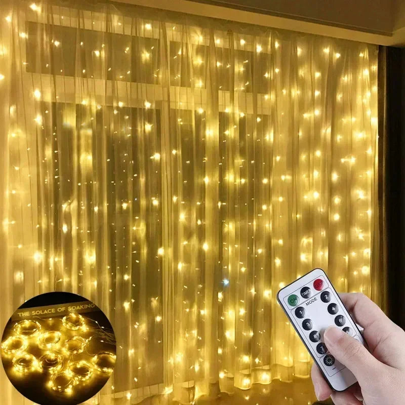 6x3M/3x3m Curtain Garland on The Window USB Power Fairy Lights Festoon with Remote New Year Garland Led Lights Christmas Decor Dazzle Frenzy
