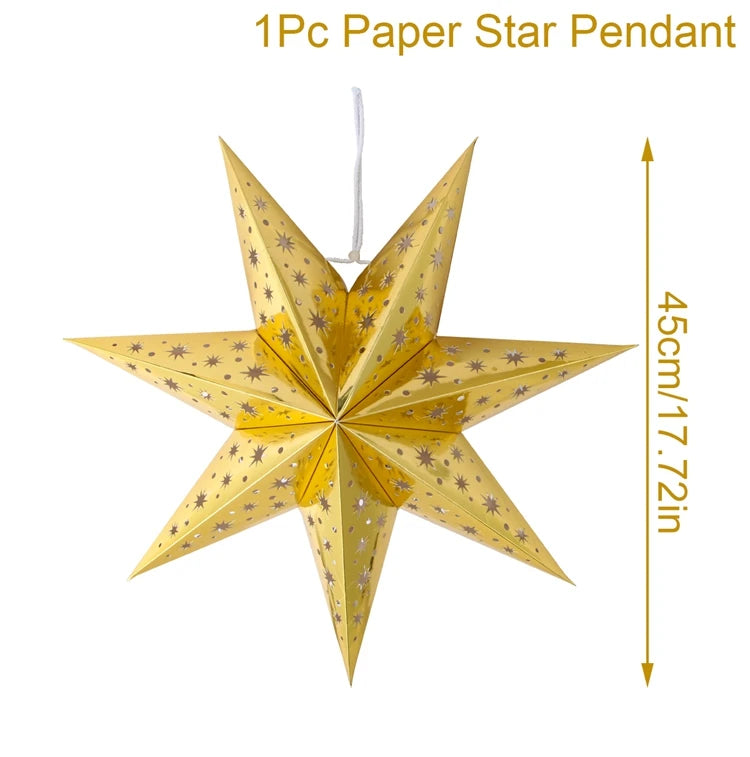 Hollow Star Hanging Pendants Christmas Decoration 2025 for Home Navidad Natal Noel Gifts Christmas Ornaments New Year 2026 Dazzle Frenzy