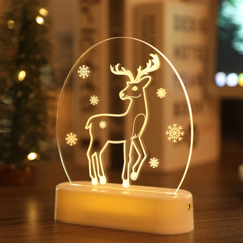 Christmas Personalized Acrylic LED Night Lights 2025 New Year Christmas Kids Gift Christmas Ornaments Atmosphere Lights Dazzle Frenzy