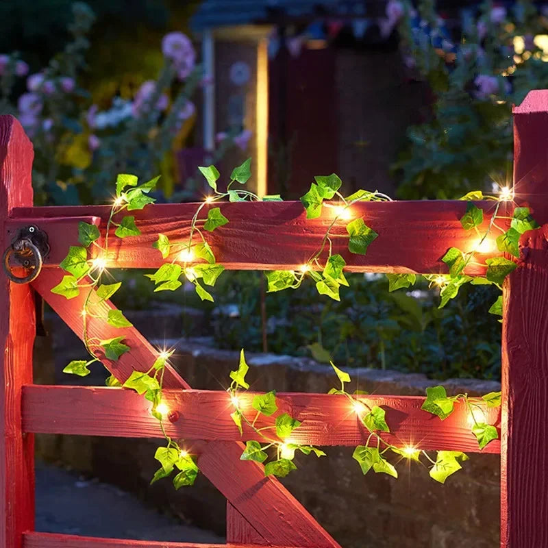 Flower Green Leaf String Lights Artificial Vine Fairy Lights Battery Powered Christmas Tree Garland Light for Weeding Home Decor Dazzle Frenzy