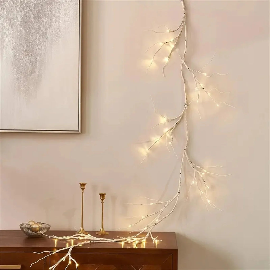 48 LED Birch Vine Lights  Battery  Power Artificial Branch Vine Light for Christmas Fireplaces Tables Indoors And Outdoors Decor Dazzle Frenzy