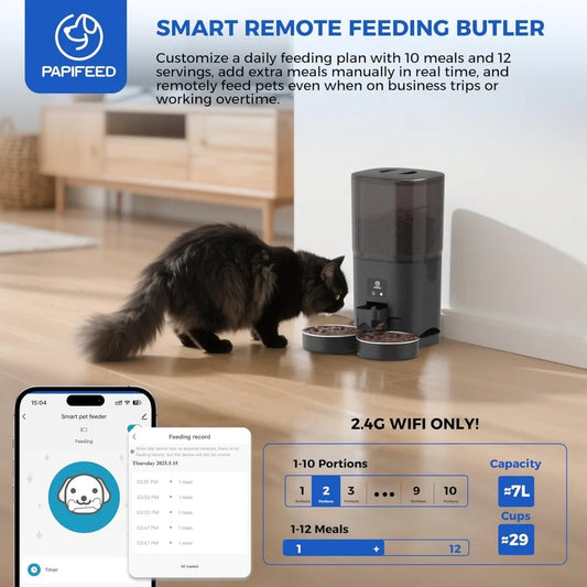 2025 Viral WiFi Automatic Cat Feeder - Dual Bowl Anti-Fight 7L App Control For Two Cats Dazzle