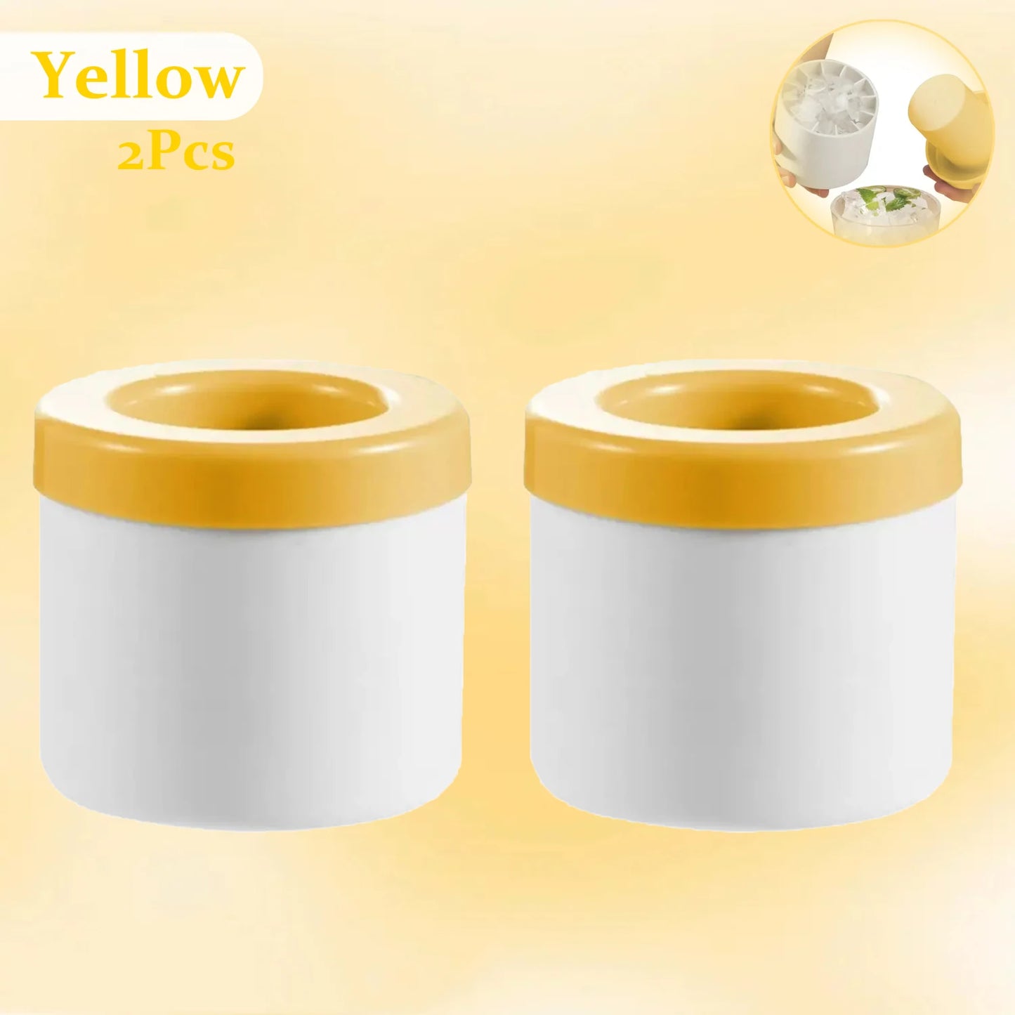 Space-Saving Silicone Ice Cylinder Mold with Lid - Round Ice Ball Maker Bucket for Whiskey, Cocktails & Freezer | BPA-Free Creative Ice Cube Genie (Blue/Grey/Yellow)