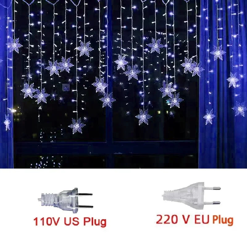 110V 220V Snowflakes  Curtain Garland on The Window Fairy Lights New Year Garland Festoon Led Lights String Christmas Decor Dazzle Frenzy