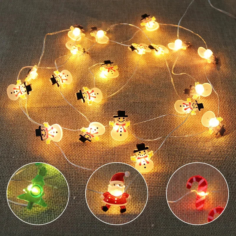 2M 20leds Christmas Decoration Garland Lights String Santa Claus Snowflake Battery Powered New Year Party Wedding Fairy Light Dazzle Frenzy