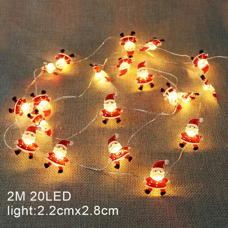 2M 20leds Christmas Decoration Garland Lights String Santa Claus Snowflake Battery Powered New Year Party Wedding Fairy Light Dazzle Frenzy