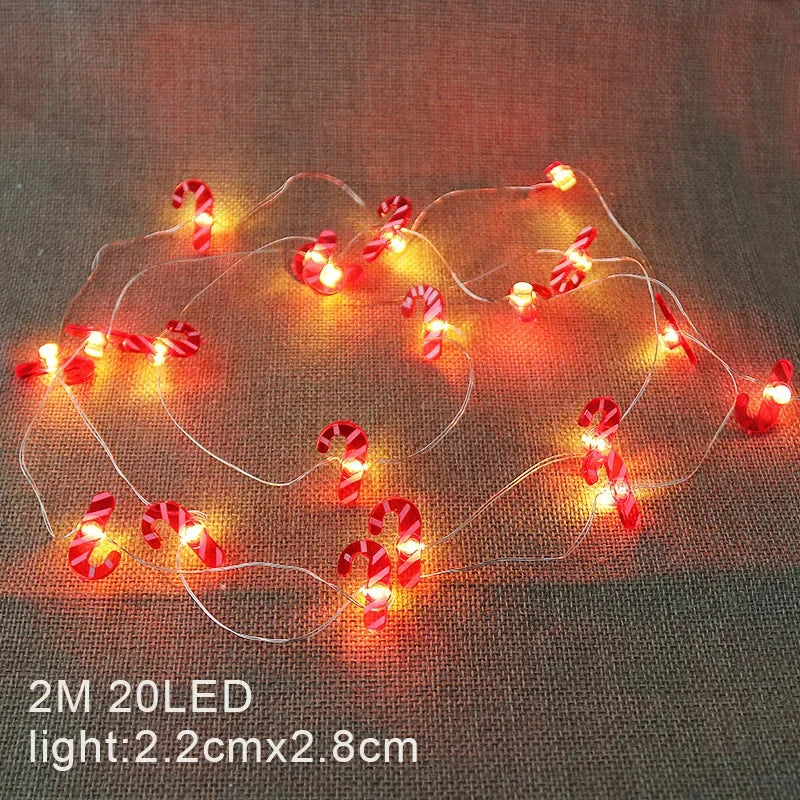 2M 20leds Christmas Decoration Garland Lights String Santa Claus Snowflake Battery Powered New Year Party Wedding Fairy Light Dazzle Frenzy