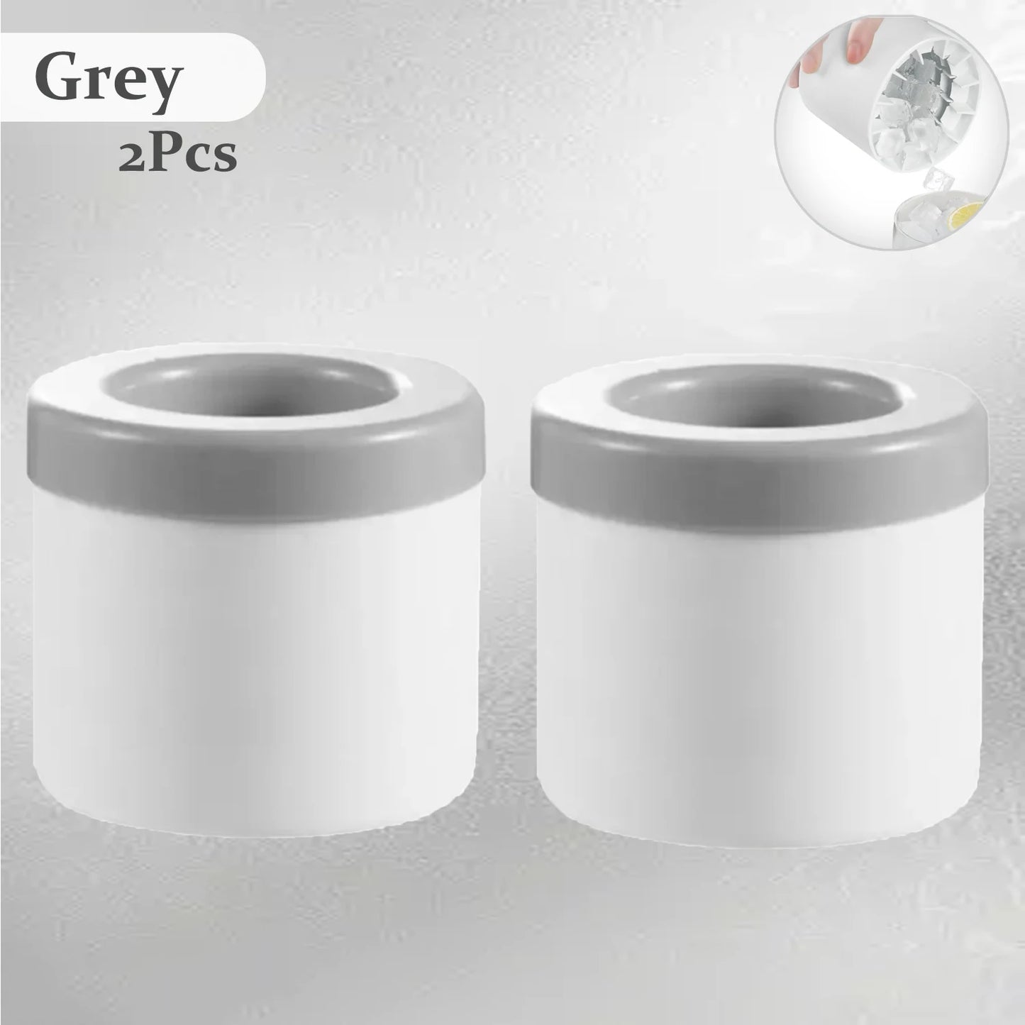 Space-Saving Silicone Ice Cylinder Mold with Lid - Round Ice Ball Maker Bucket for Whiskey, Cocktails & Freezer | BPA-Free Creative Ice Cube Genie (Blue/Grey/Yellow)