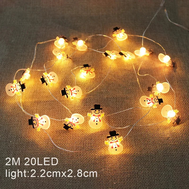 2M 20leds Christmas Decoration Garland Lights String Santa Claus Snowflake Battery Powered New Year Party Wedding Fairy Light Dazzle Frenzy