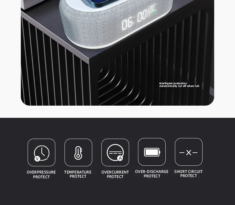 2025 Viral Alarm Clock Wireless Charger - 15W iPhone Night Light Thermometer Desk Lamp