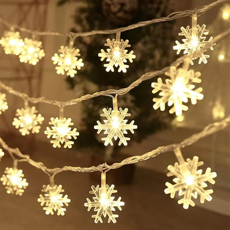10/20/80Leds Snowflake String Garland Fairy Lights USB/Battery Powered Christmas Tree Holiday New Year Bedroom Decoration Lamps Dazzle Frenzy