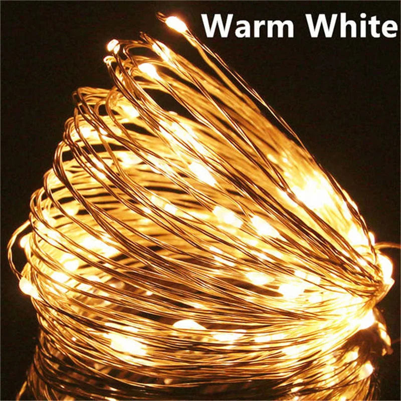 20M USB LED String Lights Copper Silver Wire Garland Light 5V Waterproof Fairy Lights Party Decoration For Christmas Wedding Dazzle Frenzy