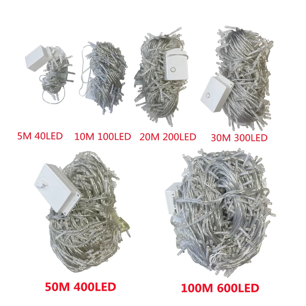 Christmas Lights 5M 10M 20M 30M 50M 100M Led String Fairy Light 8 Modes Christmas Lights For Wedding Party Holiday Lights Dazzle Frenzy