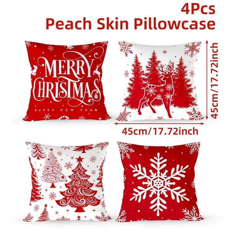 4pcs Merry Christmas Cushion Cover Home Decorations 2025 Christmas Ornament Pillow Case Xmas Navidad Gifts New Year Gifts 2026 Dazzle Frenzy