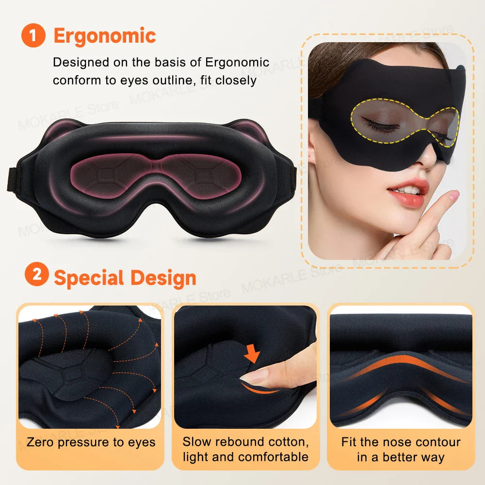 2025 Viral 3D Sleep Mask - Total Blackout High-Tech Foam No Light Leak Travel Eyeshade Dazzle