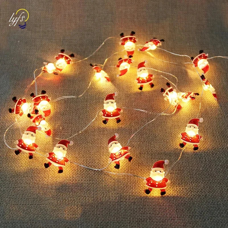 2M 20leds Christmas Decoration Garland Lights String Santa Claus Snowflake Battery Powered New Year Party Wedding Fairy Light Dazzle Frenzy