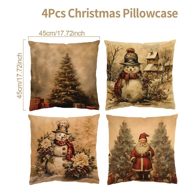 4pcs Merry Christmas Cushion Cover Home Decorations 2025 Christmas Ornament Pillow Case Xmas Navidad Gifts New Year Gifts 2026 Dazzle Frenzy