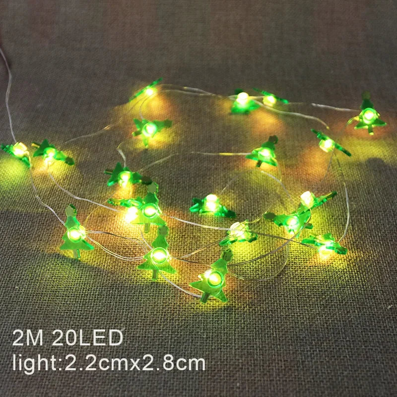 2M 20leds Christmas Decoration Garland Lights String Santa Claus Snowflake Battery Powered New Year Party Wedding Fairy Light Dazzle Frenzy