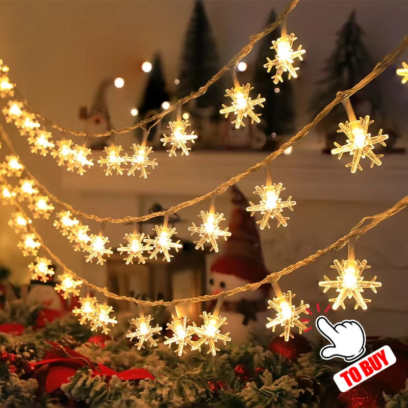 LED Light Snowflake Santa Window Ornaments Decoration for Home Xmas Navidad New Year Christmas Decor Fairy Lamp String Lights Dazzle Frenzy
