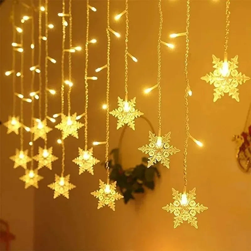 110V 220V Snowflakes  Curtain Garland on The Window Fairy Lights New Year Garland Festoon Led Lights String Christmas Decor Dazzle Frenzy
