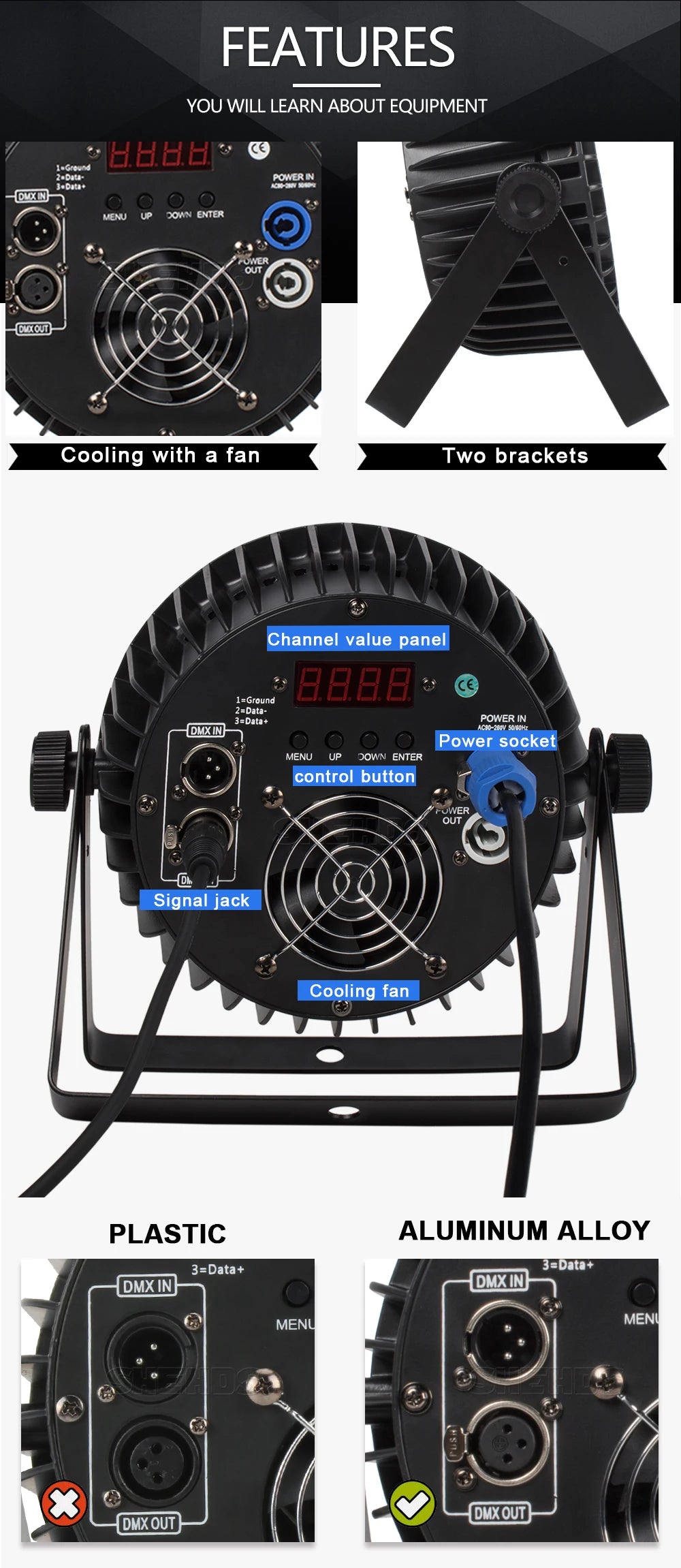 SHEHDS LED Flat Par Lighting18x12W RGBW/18x18W RGBWA+UV Aluminum Flat Par DJ Light For Disco Christmas Lights Audience Dazzle Frenzy