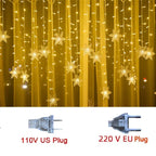 3.2M Christmas Snowflakes LED String Lights Flashing Fairy Curtain Lights Waterproof For Holiday Party Wedding Xmas Decoration Dazzle Frenzy