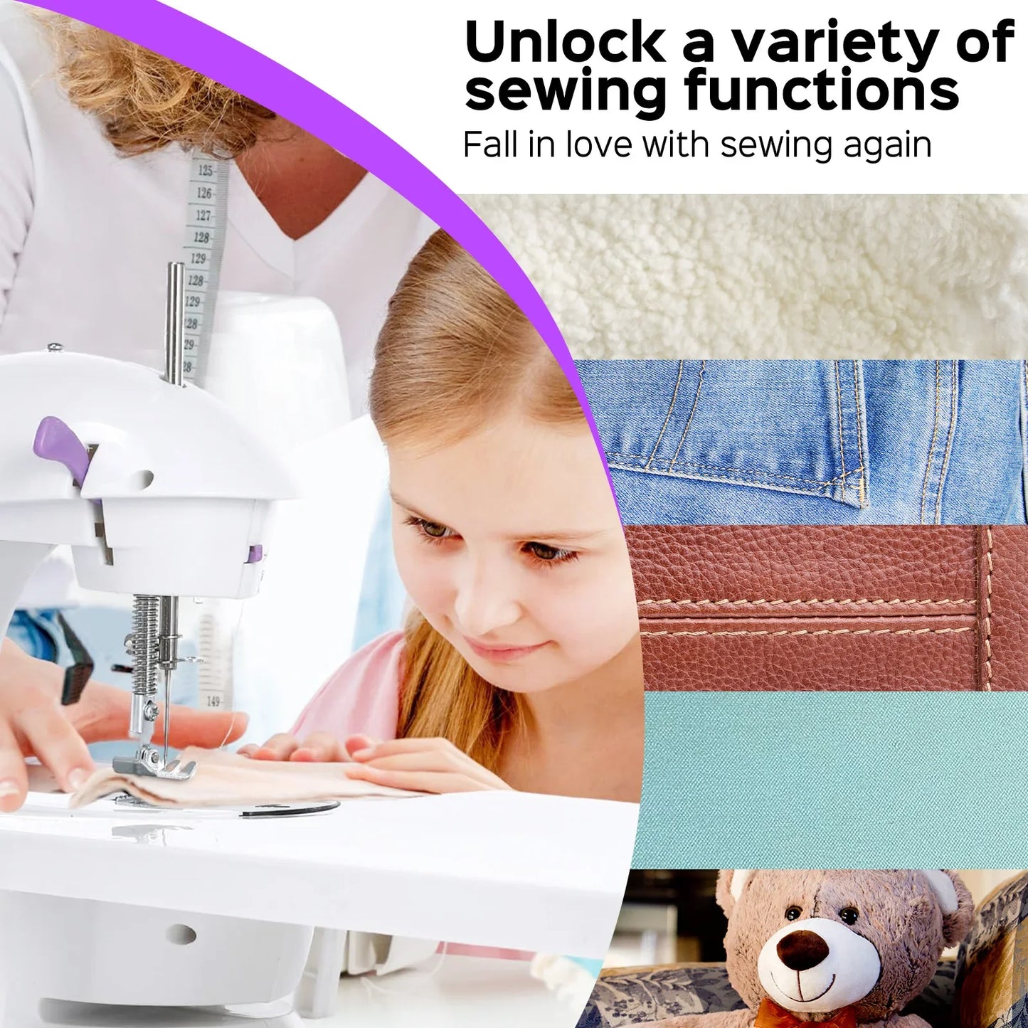 2025 Viral Portable Electric Sewing Machine - 12 Stitches LED Light Overlock Foot Pedal Dazzle