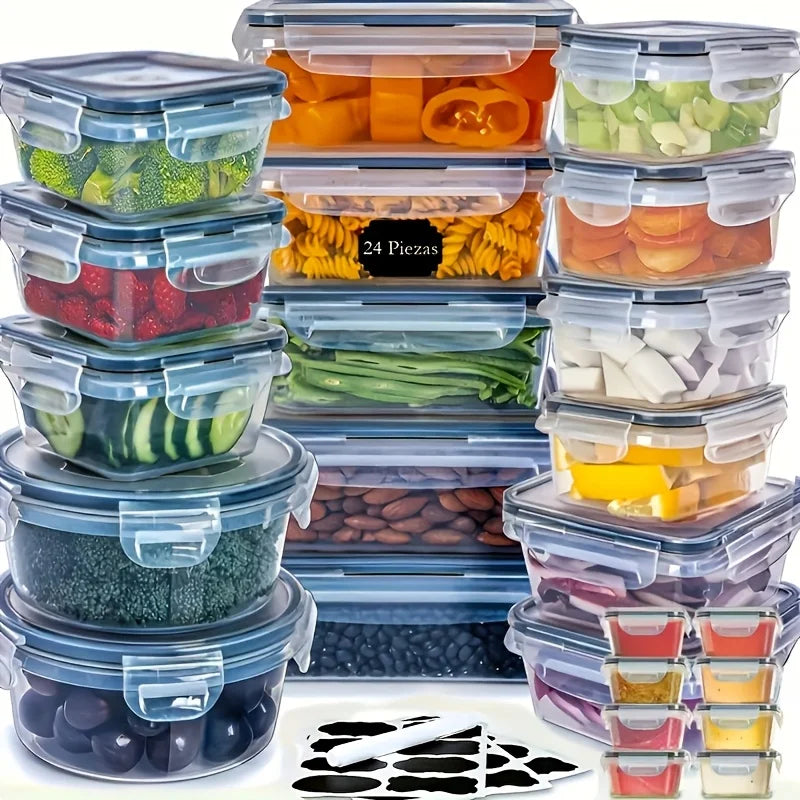 2025 Viral 48Pcs BPA-Free Food Storage Set - 24 Airtight Leakproof Containers with Labels