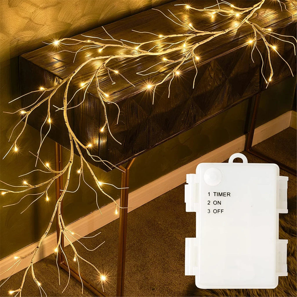 48 LED Birch Vine Lights  Battery  Power Artificial Branch Vine Light for Christmas Fireplaces Tables Indoors And Outdoors Decor Dazzle Frenzy
