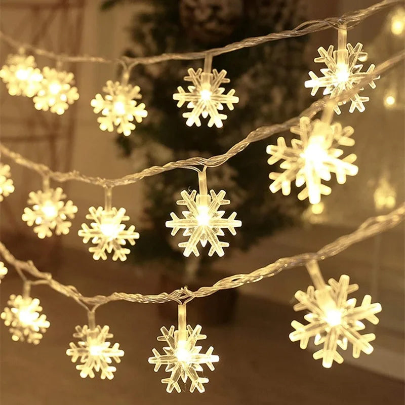 10/20/80Leds Snowflake String Garland Fairy Lights USB/Battery Powered Christmas Tree Holiday New Year Bedroom Decoration Lamps Dazzle Frenzy