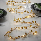 Golden Tiny Leaves Fairy Light Sliver Leaf Battery Powerd Led Copper Wire String Lights For Wedding Home Party DIY Xmas Decor Dazzle Frenzy