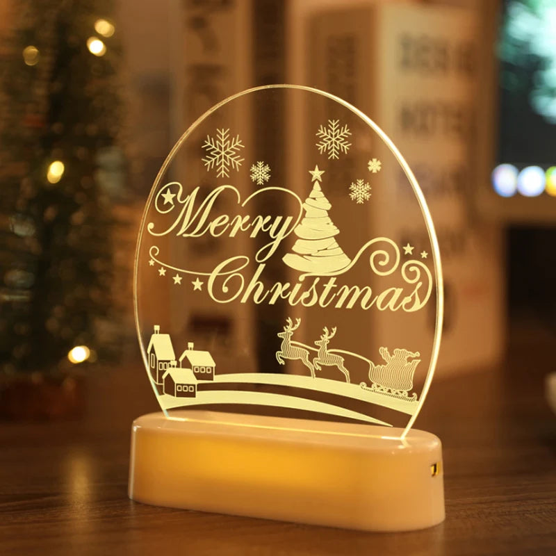 Christmas Personalized Acrylic LED Night Lights 2025 New Year Christmas Kids Gift Christmas Ornaments Atmosphere Lights Dazzle Frenzy