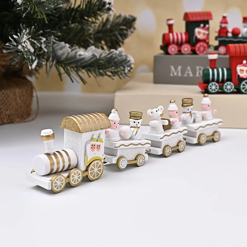 Wooden Christmas Small Train Xmas Ornaments Merry Christmas Decor For Home Happy New Year 2025 Creative Kids Naviidad Gifts Gift Dazzle Frenzy
