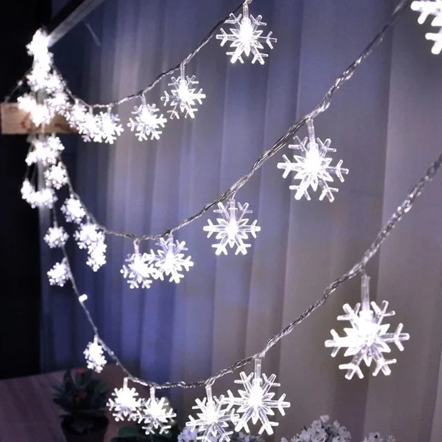 10/20/80Leds Snowflake String Garland Fairy Lights USB/Battery Powered Christmas Tree Holiday New Year Bedroom Decoration Lamps Dazzle Frenzy
