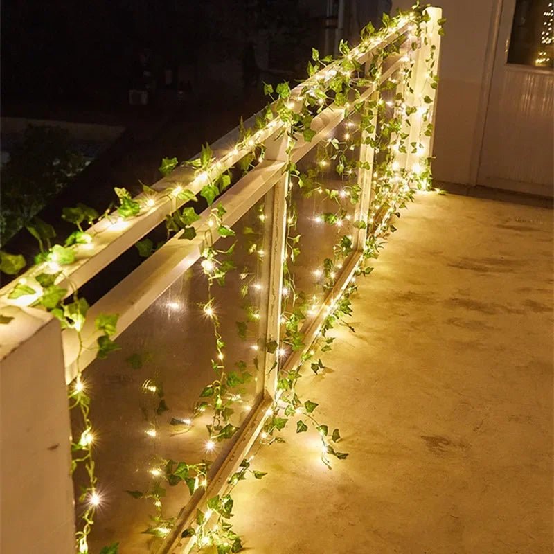 Flower Green Leaf String Lights Artificial Vine Fairy Lights Battery Powered Christmas Tree Garland Light for Weeding Home Decor Dazzle Frenzy