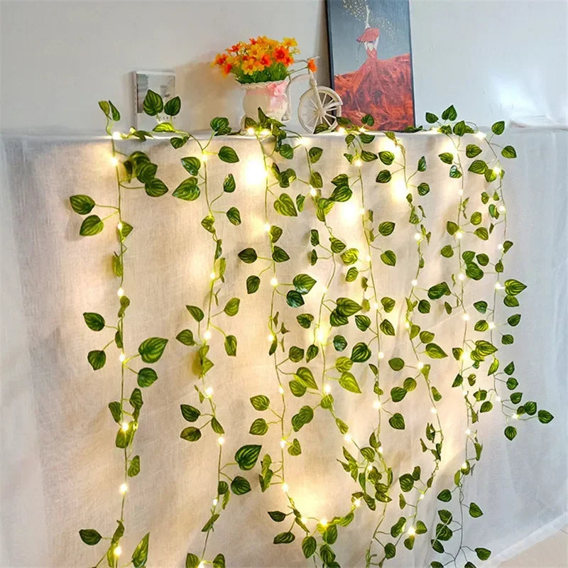 Flower Green Leaf String Lights Artificial Vine Fairy Lights Battery Powered Christmas Tree Garland Light for Weeding Home Decor Dazzle Frenzy