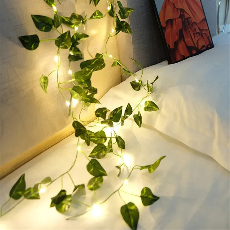 Flower Green Leaf String Lights Artificial Vine Fairy Lights Battery Powered Christmas Tree Garland Light for Weeding Home Decor Dazzle Frenzy