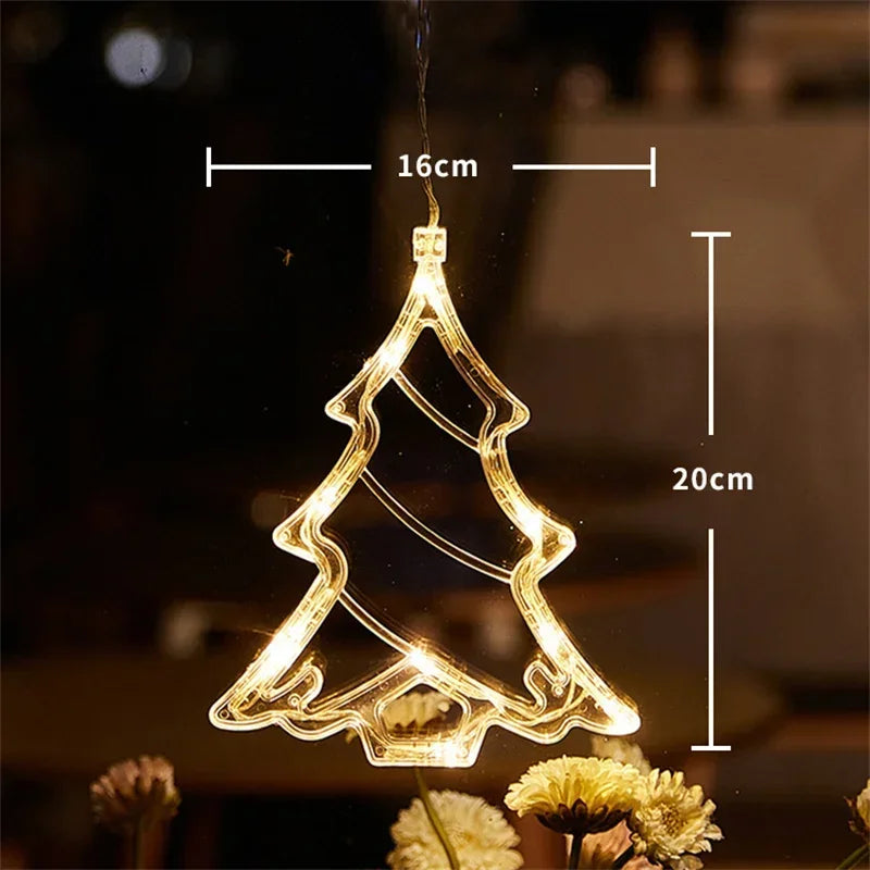 LED Light Snowflake Santa Window Ornaments Decoration for Home Xmas Navidad New Year Christmas Decor Fairy Lamp String Lights Dazzle Frenzy