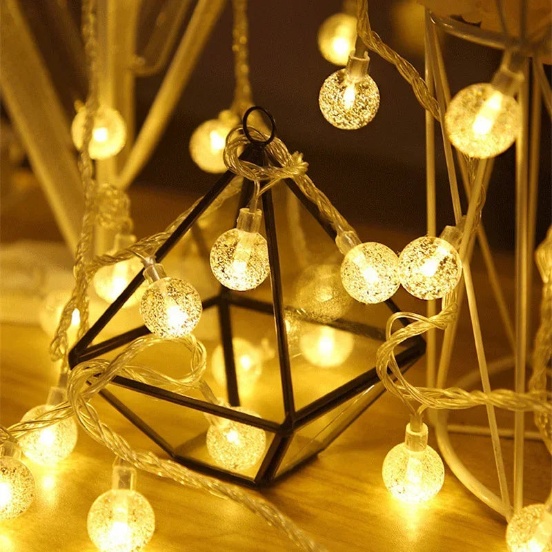 1.5-10m LED Crystal Ball Garland String Lights Indoor Decor Holiday Christmas Lamp 10/20/40/80 LED Fairy Lights Battery Operated Dazzle Frenzy