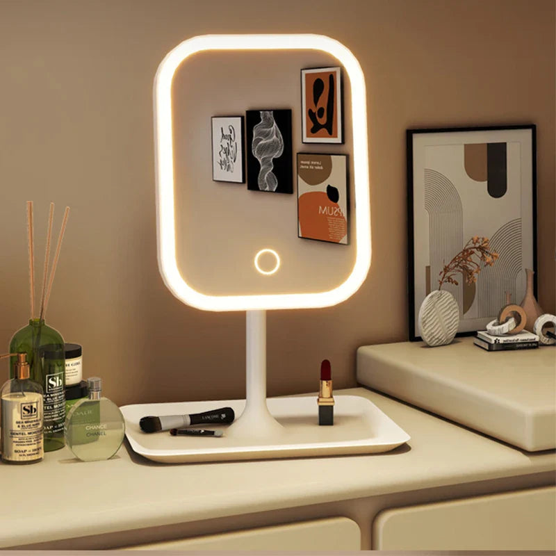 2025 Viral Niche Modern LED Makeup Mirror - 3 Color Touch Light Vanity Desktop Dazzle Mirror