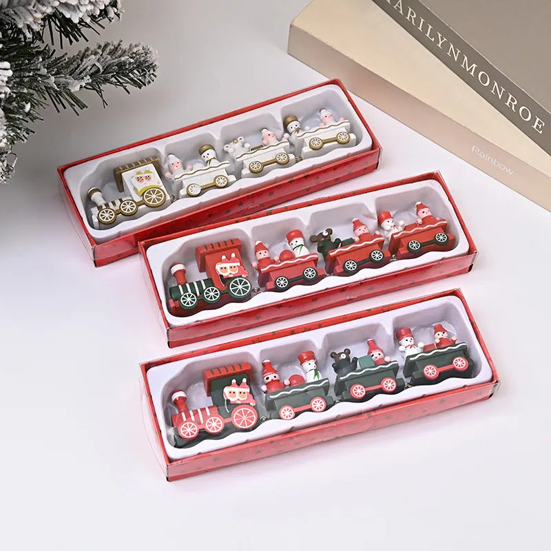 Wooden Christmas Small Train Xmas Ornaments Merry Christmas Decor For Home Happy New Year 2025 Creative Kids Naviidad Gifts Gift Dazzle Frenzy