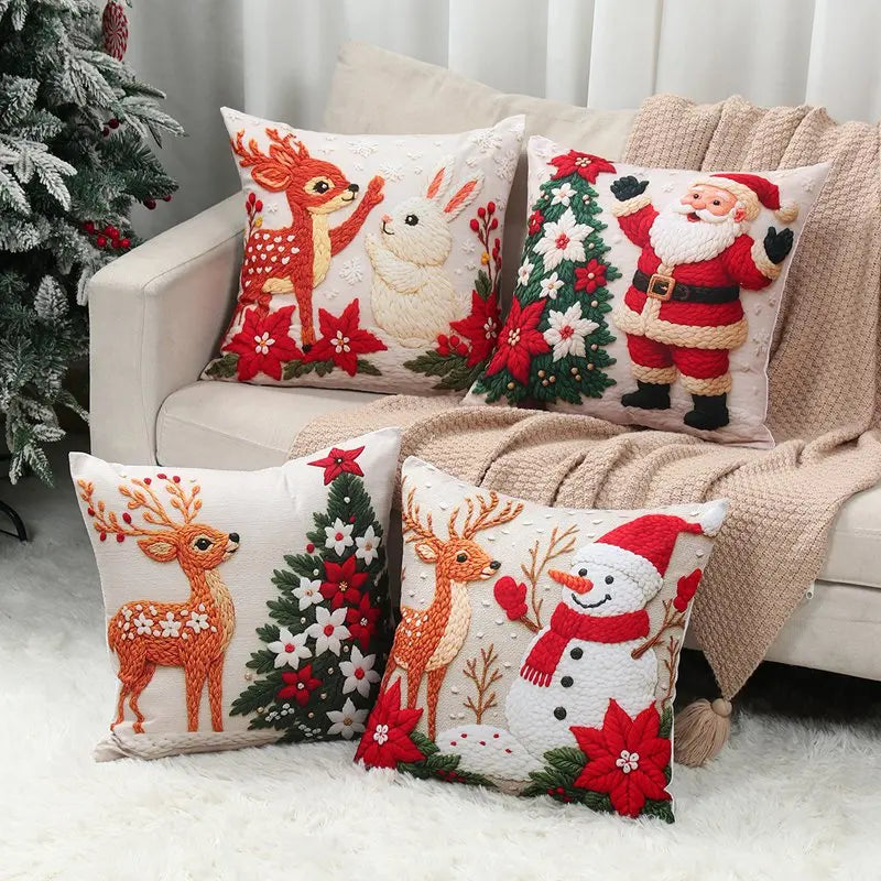 4pcs Merry Christmas Cushion Cover Home Decorations 2025 Christmas Ornament Pillow Case Xmas Navidad Gifts New Year Gifts 2026 Dazzle Frenzy