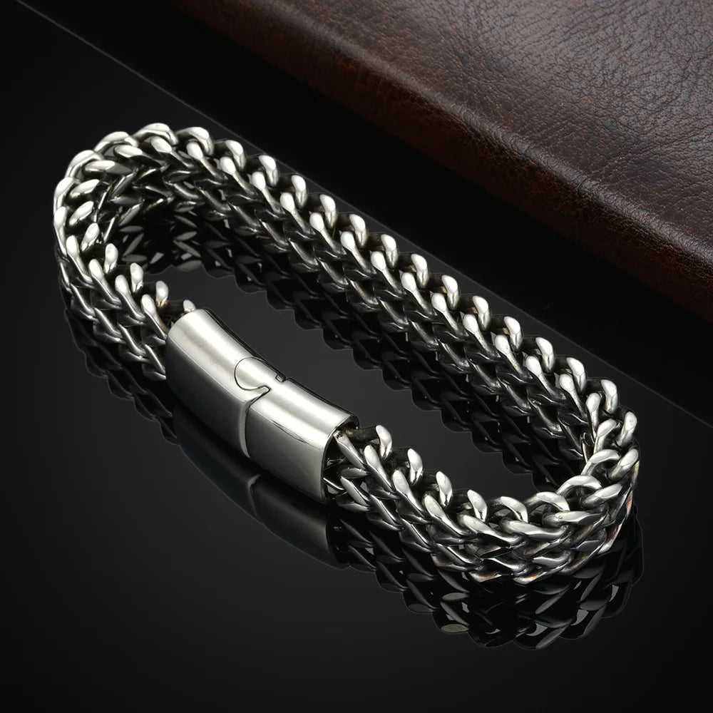 2025 Viral Braided Fish Scale Bracelet - Magnetic Stainless Steel Chain Unisex Hype Trendy Jewelry