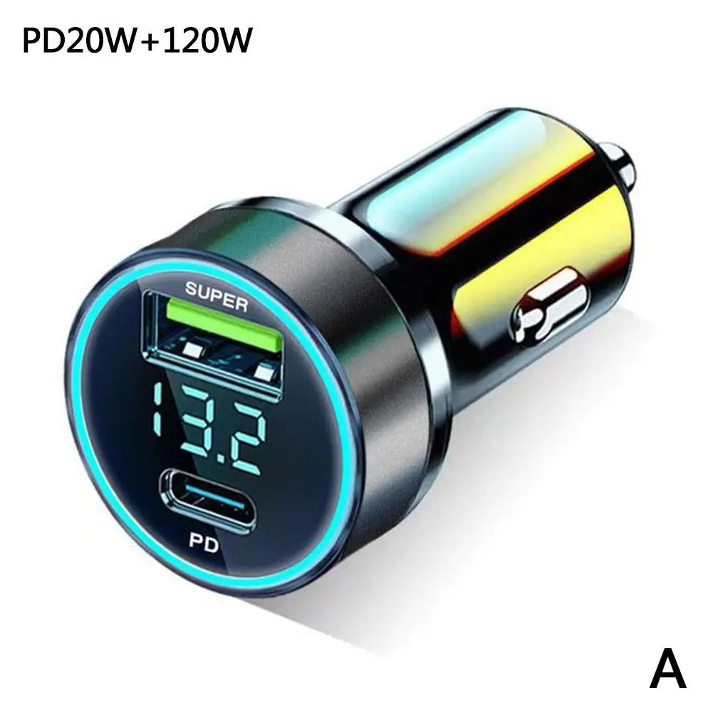2025 Viral 120W PD 20W Car Charger - Super Fast Dual-Port USB Type C Portable Adapter Dazzle