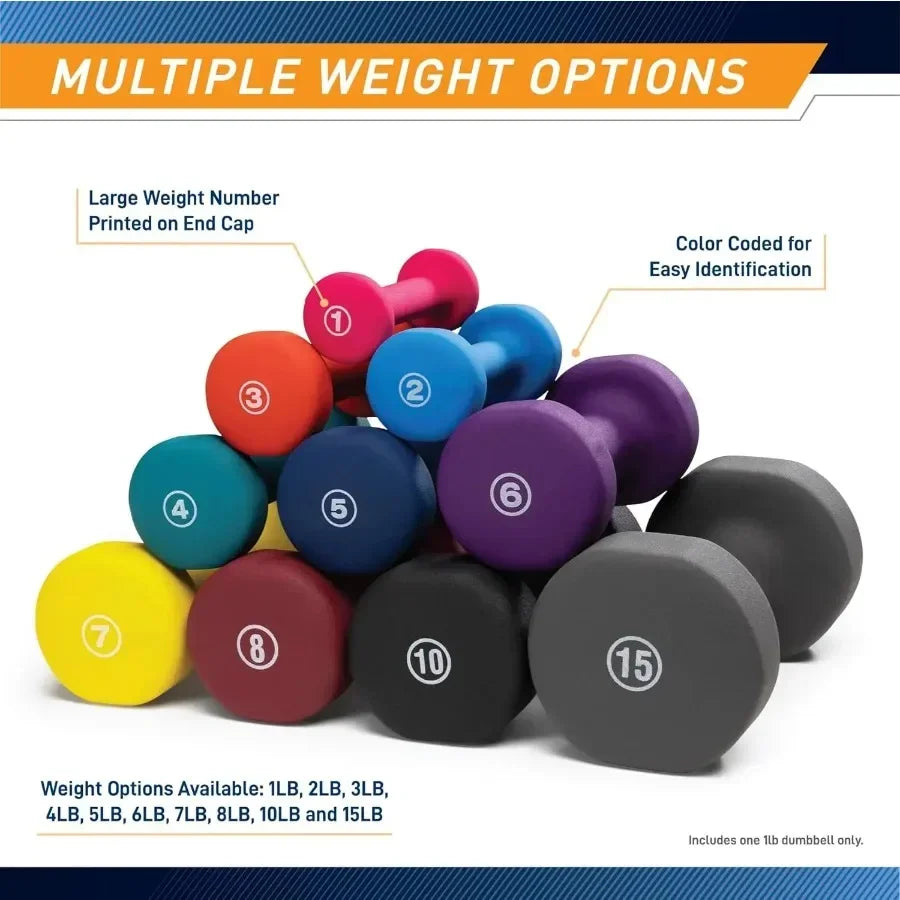 2025 Viral Neoprene Coated Dumbbells Set - 1-15lb Non-Slip Home Fitness Training Dazzle
