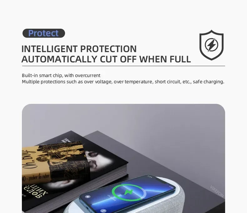 2025 Viral Alarm Clock Wireless Charger - 15W iPhone Night Light Thermometer Desk Lamp